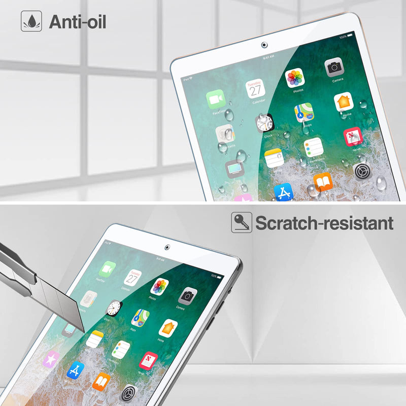 2 Pack Screen Protector for 9.7" iPad 6th 5th / iPad Pro 9.7 2016 / iPad Air 2 / iPad Air 1, Tempered Glass Film Guard for iPad 6 5 2018 2017, iPad Air 2nd 1st 2014 2013 2 Pack