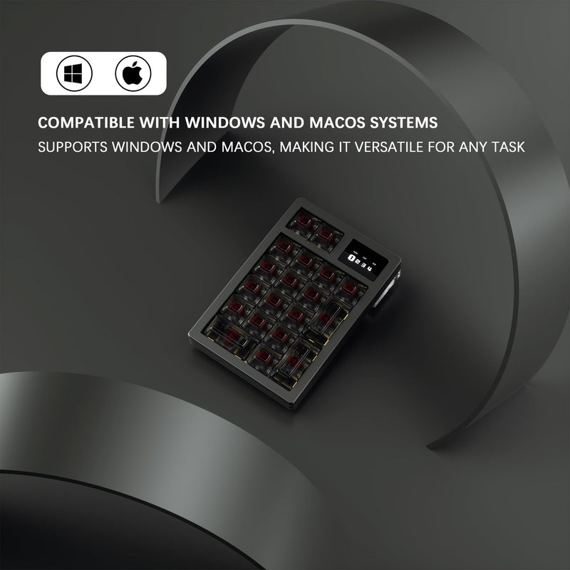 Programmable Keypad,19Keys Hot Swappable Vial Keyboard Number Keypad,Black | Portable Keyboard,RGB Backlight,Wired Macro Number Pad,wtih Screen,One Hand Keyboard,Nlofin Black