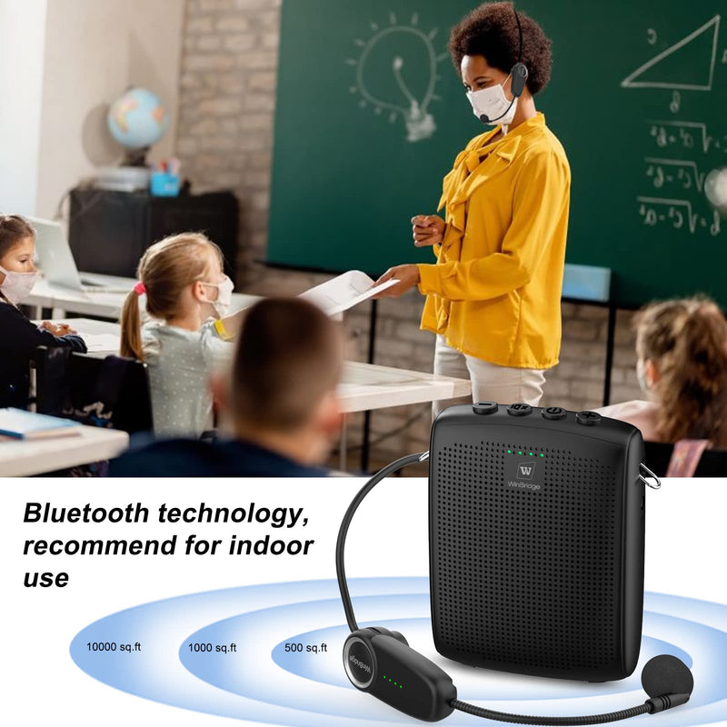 WinBridge Bluetooth Voice Amplifier for Teachers, Wireless Voice Amplifier with Bluetooth Headset Microphone, Portable Megaphone Speaker Headset System, Teacher Must Haves 15W WB002