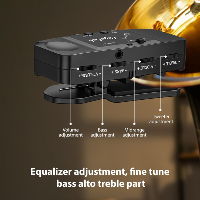 [AUSTRALIA] - UHF Wireless Saxophone Microphone System, Rechargeable Mic Pickup System with Storage Case, 164 Feet Range, Clip-On Transmitter with Treble/Bass/Middle Adjustment, for Most Brass Instruments 