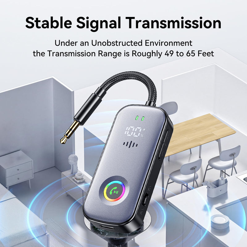 [AUSTRALIA] - Bluetooth Transmitter Receiver,Supports 2 AirPod/Headphone,HD Battery Level Display,Low Latency, 3.5mm Audio Interface Bluetooth Audio Adapter,for Airplane,TV,Car,Gyms,Home Audio Stereo Systems 