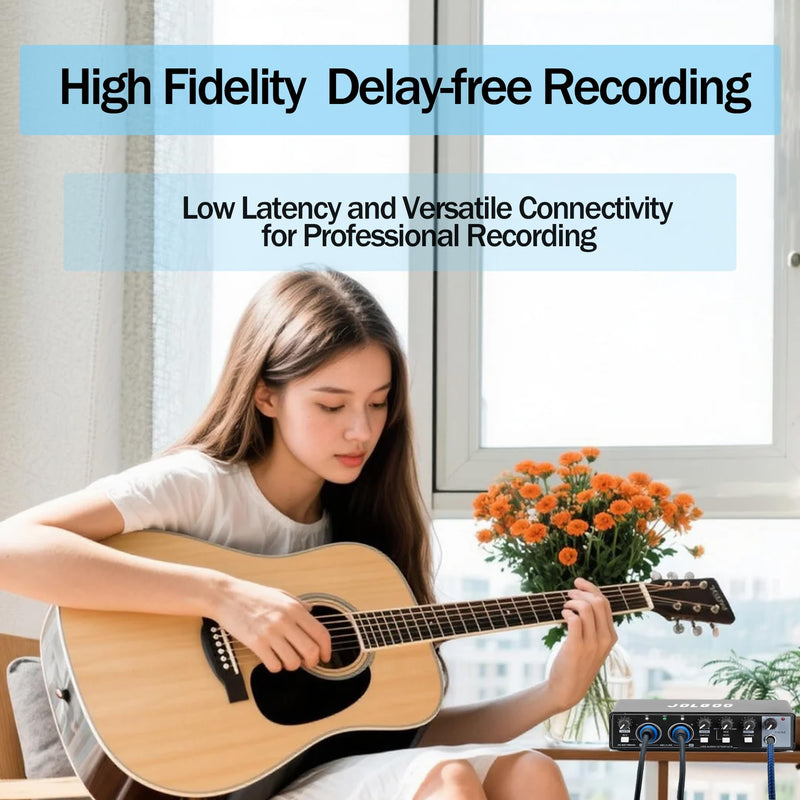 USB Audio Interface for Recording Music, 24-Bit/192kHz, Plug and Play Audio Interface for PC, Mac, and Smartphone – Low Latency, XLR/Line In, Headphone Out