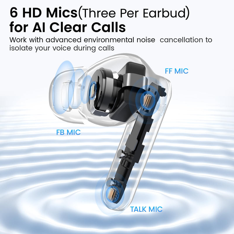 HAYLOU Mori Pro ANC Earbuds, Bluetooth Wireless Earbuds, 28H Playtime, IPX4 | 43dB Adaptive ANC, 10mm Drivers, 6 AI ENC Mics, Touch Control, In-Ear Ear Buds Design, App EQ Customization Black