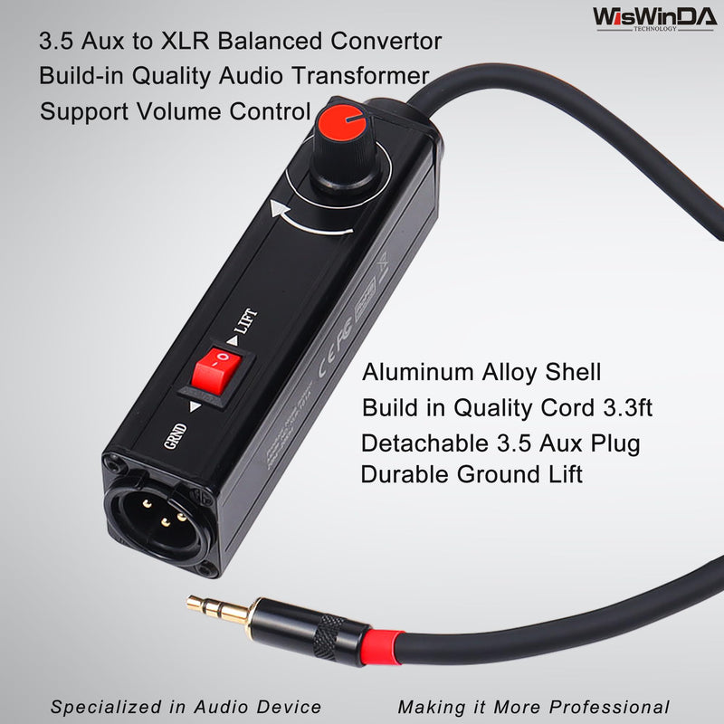 [AUSTRALIA] - Pro101A AUX to XLR Isolation Box with Volume Controller and Ground Lift Switch Build-in Cord Length 3.3ft with Detachable 3.5mm Aux Gold Coating Plug (Pro 101A Aux-XLR) Pro 101A Aux-XLR 