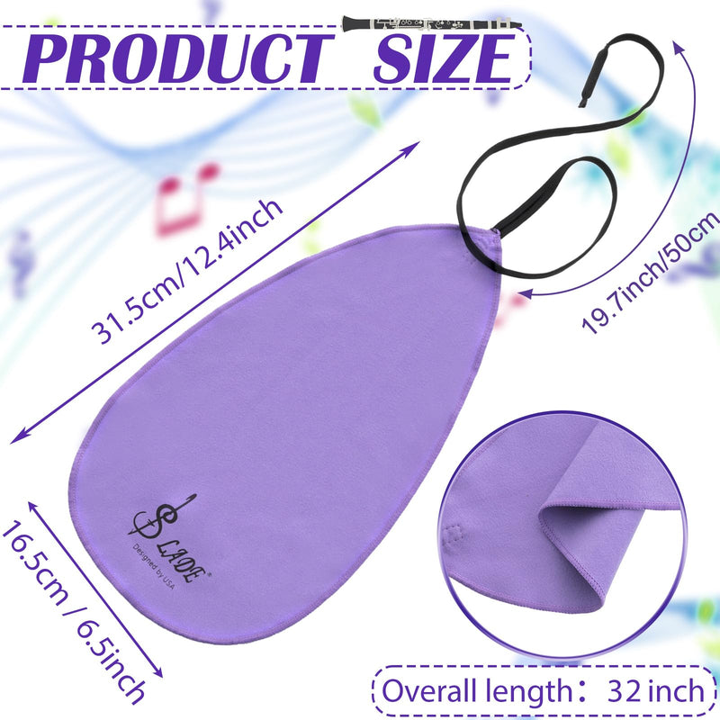 [AUSTRALIA] - 4 Pcs Clarinet Swab Cloth Clarinet Cleaner Clarinet Cleaning Cloth Swab for Inside Tube Suitable Clarinet Piccolo Flute Sax Saxophone (Purple) Purple 