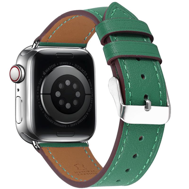 Premium Italy Leather Bands Compatible with Apple Watch Band 40/38/41/42/44/45/46/49mm, Soft Leather Watch Replacement Band for Watch Series Ultra SE 10 9 8 7 6 5 4 3 2 1 for Women Men(Pack of 2)