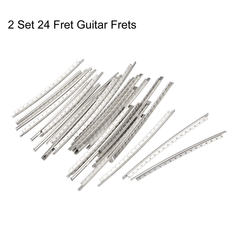 MECCANIXITY Electric Guitar Fret Wire Guitar Fretboard 24 Fret 2.4mm Silver Tone for Guitar Fingerboard Replacement, Pack of 48