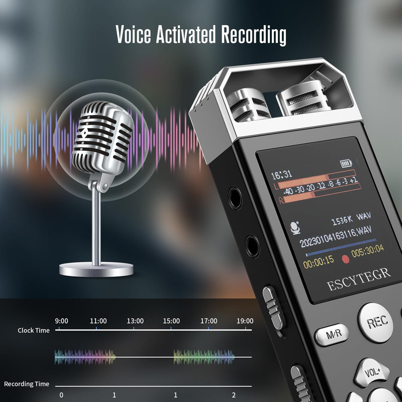 80GB Digital Voice Activated Recorder 1536KBPS Audio Voice Recorder with Playback Recording Device Dictaphone Sound Tape Recorder with Password Protection for Lectures,Meetings 80GB