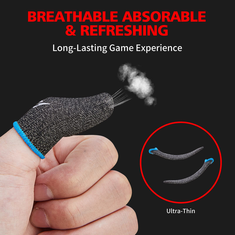 Gaming Finger Sleeve for Mobile Game Controller (6 Pack) Thumb Sleeve for PUBG Anti-Sweat Breathable Seamless (Charcoal Gray Blue) Charcoal Gray Blue