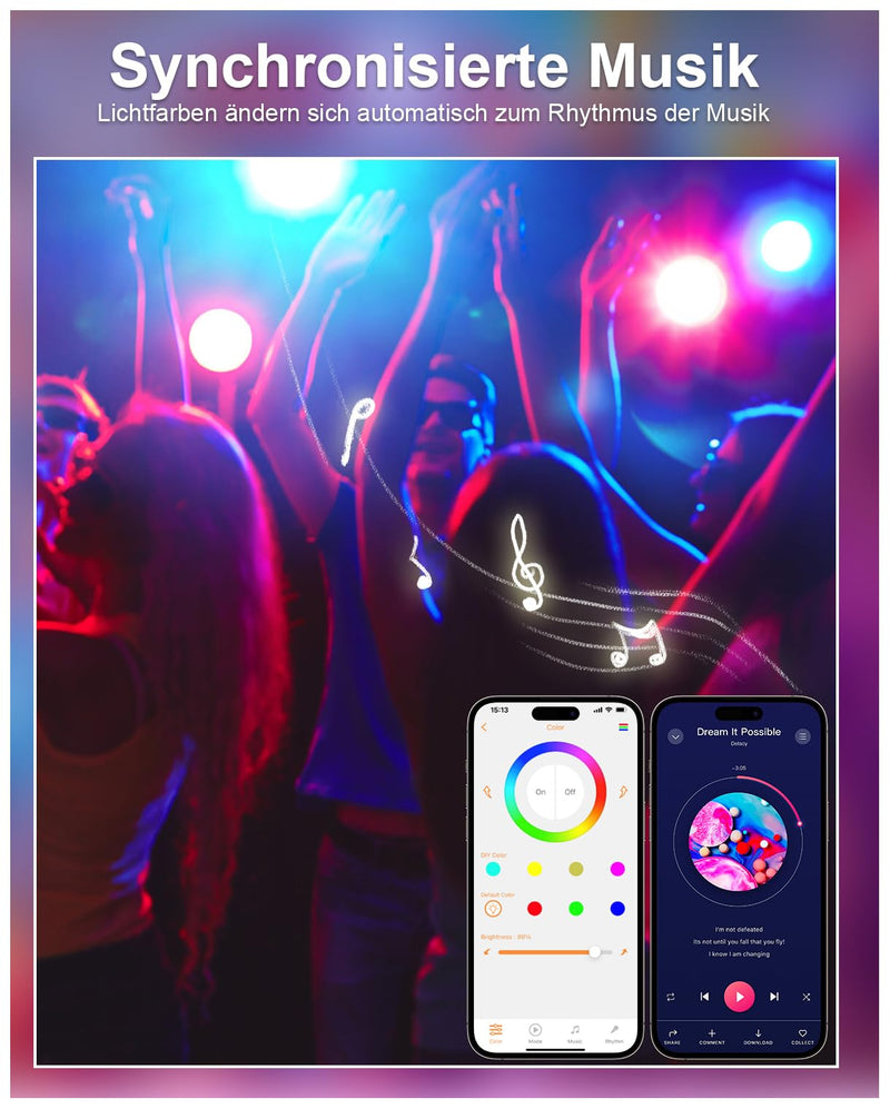 [AUSTRALIA] - VARICART LED Recessed Spotlight 230 V RGB Alexa, Smart LED Spot Flat Bluetooth 7 W 2700 K-6000 K, Recessed Spotlights, Dimmable, Colourful, Set of 6, IP44 68 mm Recessed Lights, App Control, Colours 7W Ø68-85mm Lochmass 