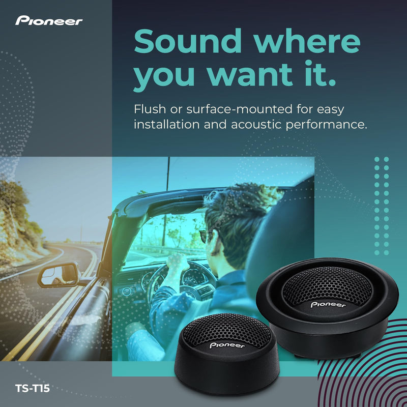 Pioneer TS-T15 3/4" Soft Dome Component Tweeters 100W Max | Warm & Natural High-Frequency Detail, Easy Add-On for Clarity 3/4"