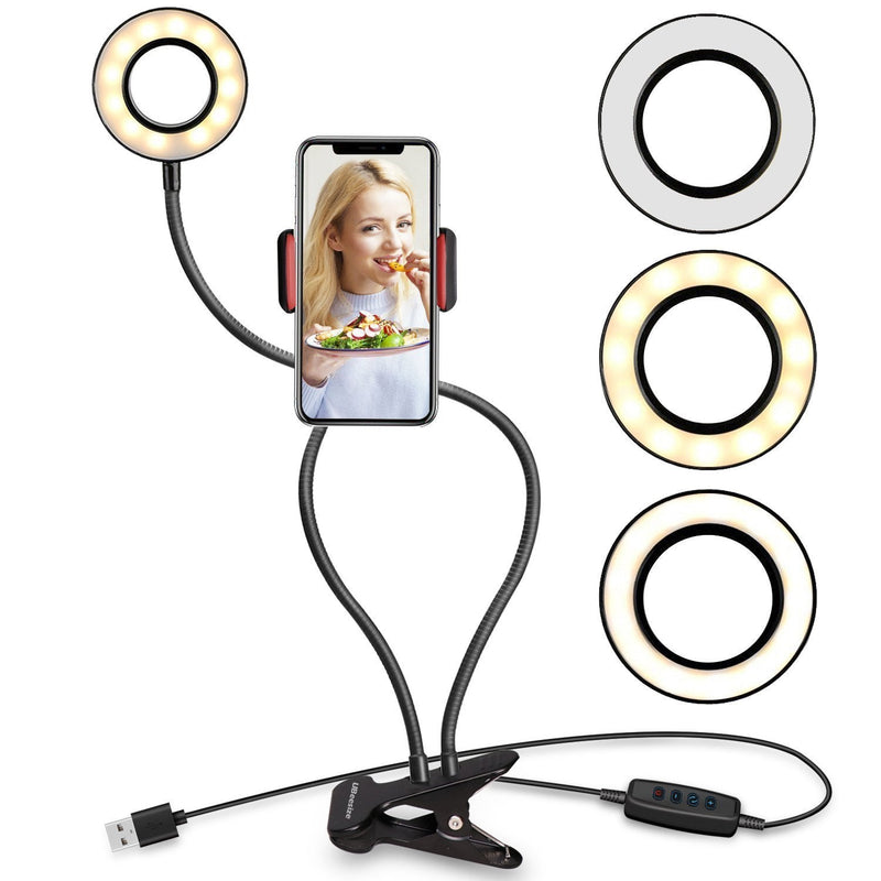 Webcam Light Stand for Live Stream, Selfie Ring Light with Webcam Mount for Logitech C925e, C922x, C930e,C922,C930,C920,C615,Brio 4K