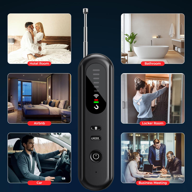 Hidden-Camera-detectors Portable-Bug Detector&Camera Finder-GPS Tracker Detector-Upgrad-Anti-spy Camera Finder-mini RF Signal Scanner-spy Device Detector for Travel,Office/Hotel/car-Black black