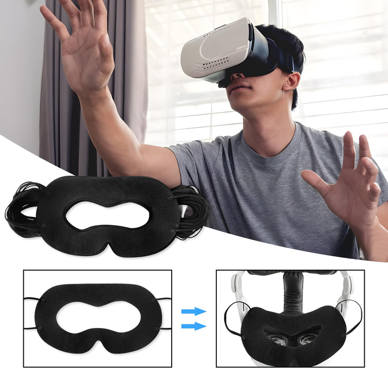VR Face Cover Disposable Hygiene VR Face Eyes Mask Pads Facial Interface for Meta Quest 3 Quest 2, Accessories for Apple Vision Pro (Set 50, Black) VR Face Pad Cover Black