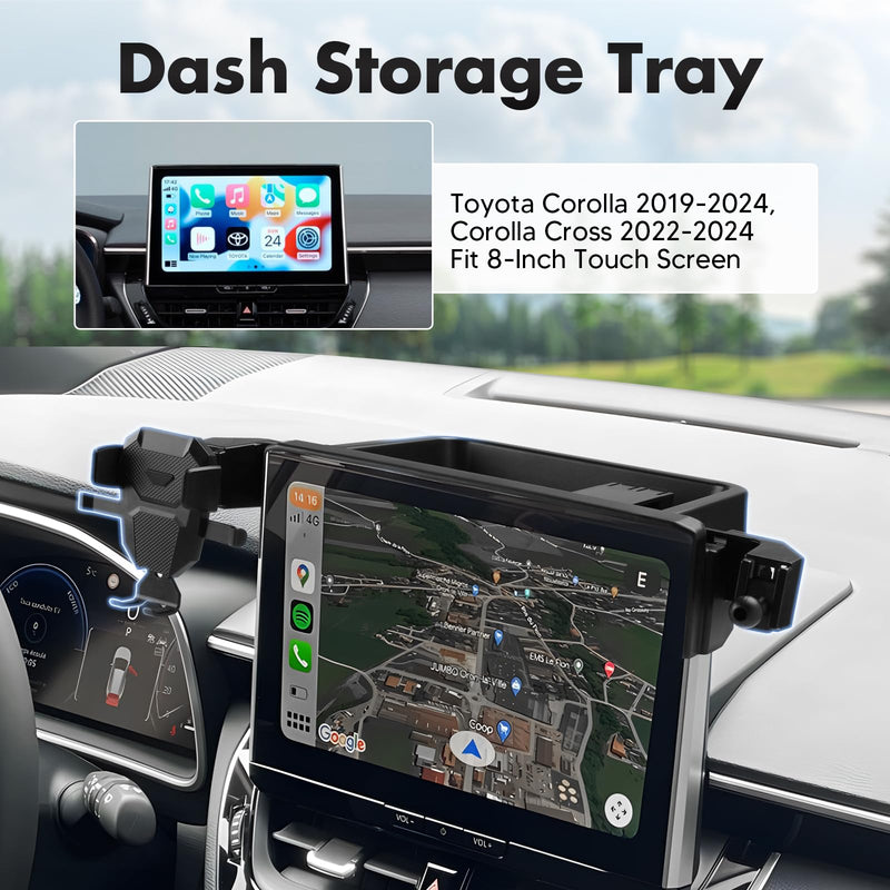 FIILINES Dashboard Center Console Organizer & Phone Holder for Toyota Corolla 2019-2026/Corolla Cross 2022-2026, Dash Organizer with 360 Degree Rotation Phone Mount Accessories (No XLE/XSE)