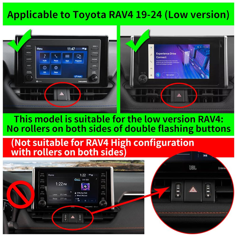 Car Phone Holder for 2019-2025 Toyota RAV4 LX XLE, Hybrid LE SE Woodland, Prime SE Auto Accessories Navigation Bracket Interior Decoration Mobile Cell Mount Case for RAV4 2019-2025（without air volume knob）