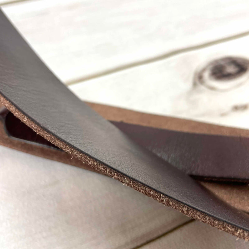 Walker & Williams S-05 Dark Walnut Brown Full Grain Extra Thick Soft Italian Leather Rugged Finish Guitar Strap