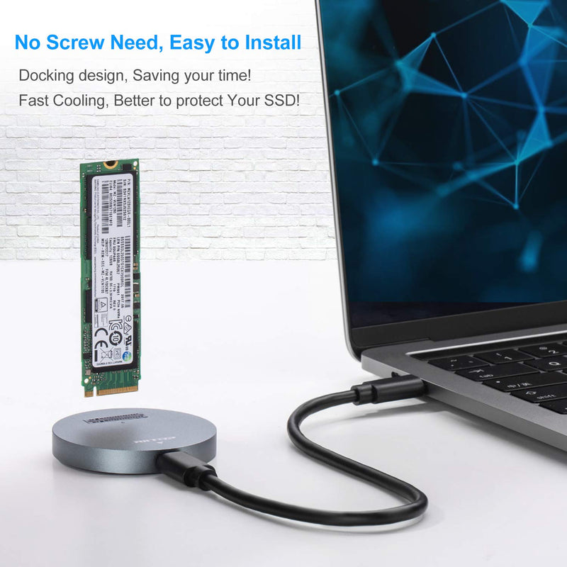RIITOP NVMe to USB Docking Station, External M.2 PCI-e NVMe SSD to USB-C Reader Adapter for M.2 (M Key) NVMe SSD Gray