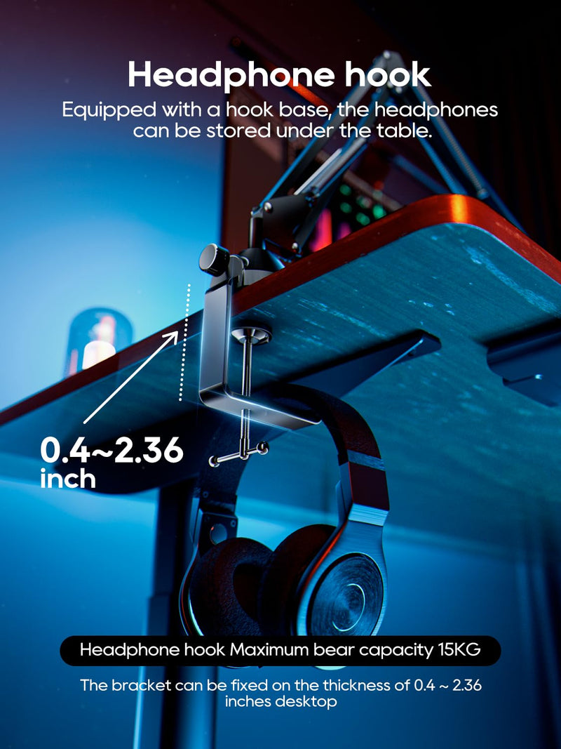 Boom Arm Micophone, Mic Arm Desk Mount Foldable with 3/8'' to 5/8'' Screw Adapter Adjustable Mic Stand for Podcasting Gaming Recording - Black M06 Black