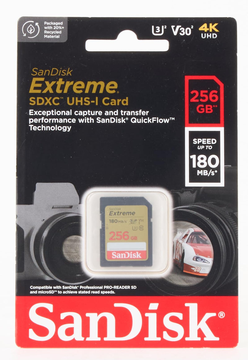 SanDisk 256GB Extreme SDXC UHS-I Memory Card - C10, U3, V30, 4K, UHD, SD Card - SDSDXVV-256G-GNCIN Memory Card Only