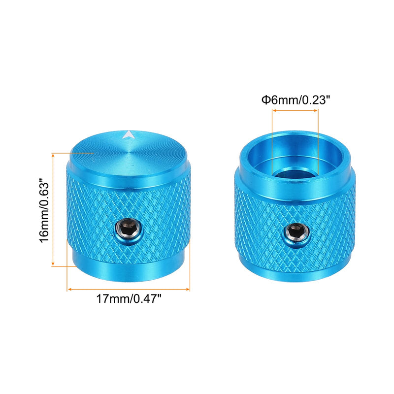 MECCANIXITY 4 Pcs Aluminium Potentiometer Knobs, 1/4" (6mm) Universal Volume Tone Control Knobs with Arrow Indicator for Guitar, 5/8" Blue