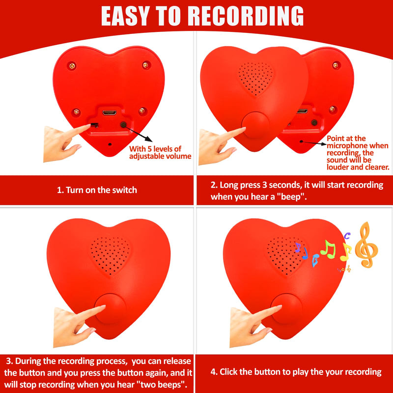 [AUSTRALIA] - Voice Recorder, 16min USB Downloadable & Recordable Sound Chips Module for Stuffed Animals,Personal Voice Message for Mother's Day Christmas Plush Toy & DIY Creative Gifts for Boys, Girls (Red) XIN09-Download & Record 