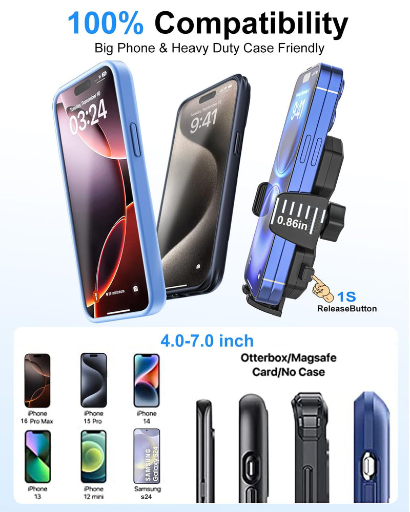 A Pillar Grab Handle Phone Mount for Car/Truck [Shockproof Metal Arm] Universal Phone Clip Phone Holders for Your Car, Truck, Pickup, SUV, Van, Excavator, Front Loader, Fit for iPhone 16 15