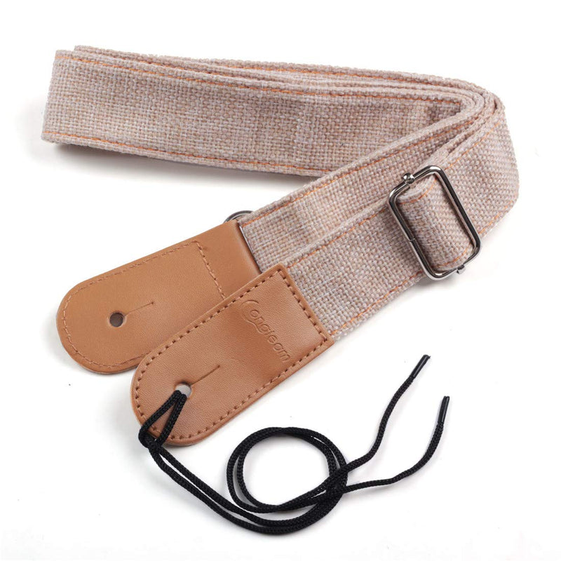 Simple Linen Leather Ukulele Strap Adjustable Length Durable Uke Straps with Nail, Rope, Picks Brown