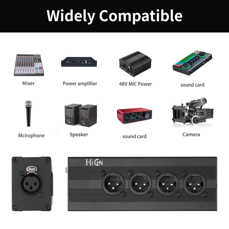 [AUSTRALIA] - 3Pin XLR 1 Female to 4 Male Splitter Converter, 4Way XLR Single Input to Four Output Parallel Connection Adapter, One Input to 4 Output Audio DMX Adapter 