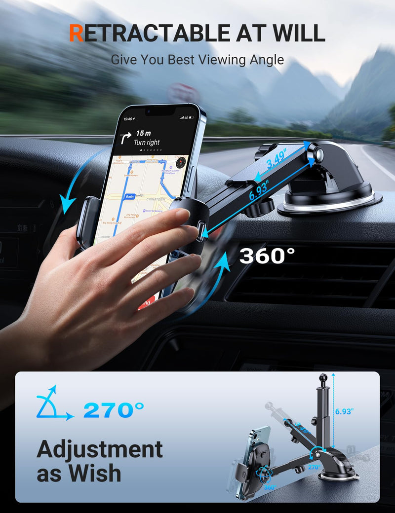 TORRAS [Ultra-Durable Cell Phone Holder for Car, Universal Mount Dashboard Windshield Vent Compatible with iPhone 14 13 12 11 Pro Max, Samsung Galaxy S20+ Ultra S10 Note Plus classic Black