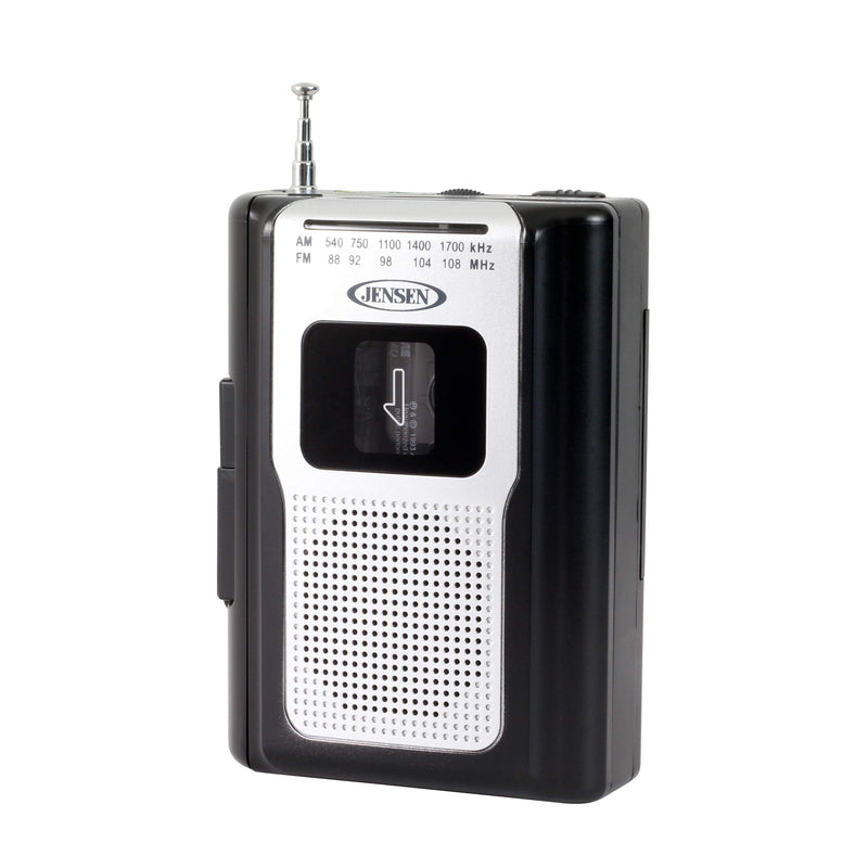 Jensen CR-100 Retro Portable AM/FM Radio Personal Cassette Player Compact Lightweight Design Stereo AM/FM Radio Cassette Player/Recorder & Built in Speaker (Black Series) Black