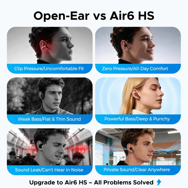 SoundPEATS Air6 HS LDAC Hi-Res Wireless Earbuds, Bluetooth 6.0, 13mm Driver | LDAC Hi-Res Audio Certified, 13mm Triple-Magnet Driver, 2MIC ENC, IPX5 Waterproof, Dynamic EQ, 45H, Bio-Composite Diaphragm Black