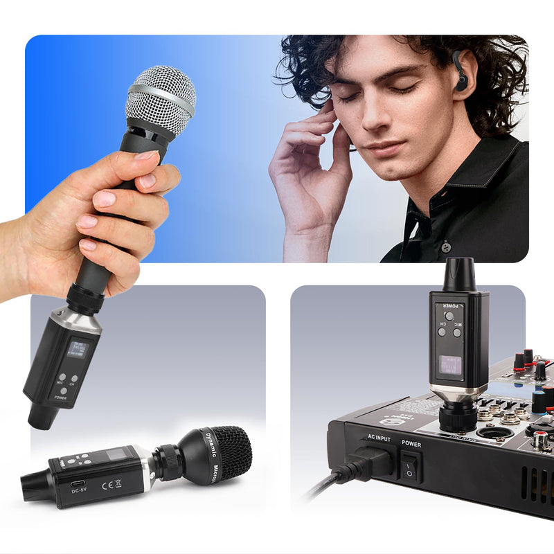 A9 UHF Wireless in-Ear Monitor Pro System Transmitter and Beltpack Receiver for Studio, Band Rehearsal and Live Performance (A9-1) (A9-1-BK) A9-1-BK