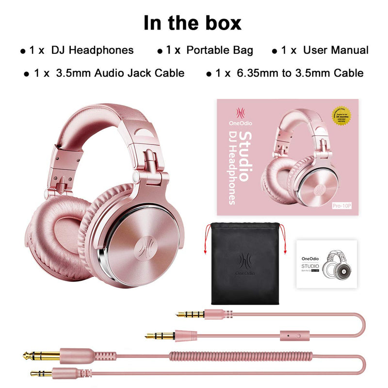 OneOdio Over Ear Headphones for Women and Girls, Wired Bass Stereo Sound Headsets with Share Port and 50mm Driver Rose Gold Headsets with Mic for PC Phone Laptop Guitar Piano Mp3/4 Tablet (Pink) Pink One Size