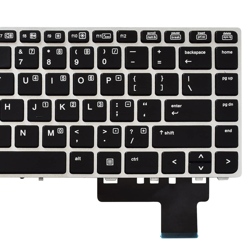 SUNMALL Backlit Keyboard Replacement Compatible with HP Elitebook Folio 9470m 9480m Series Laptop with Silver Frame No Pointer US Layout