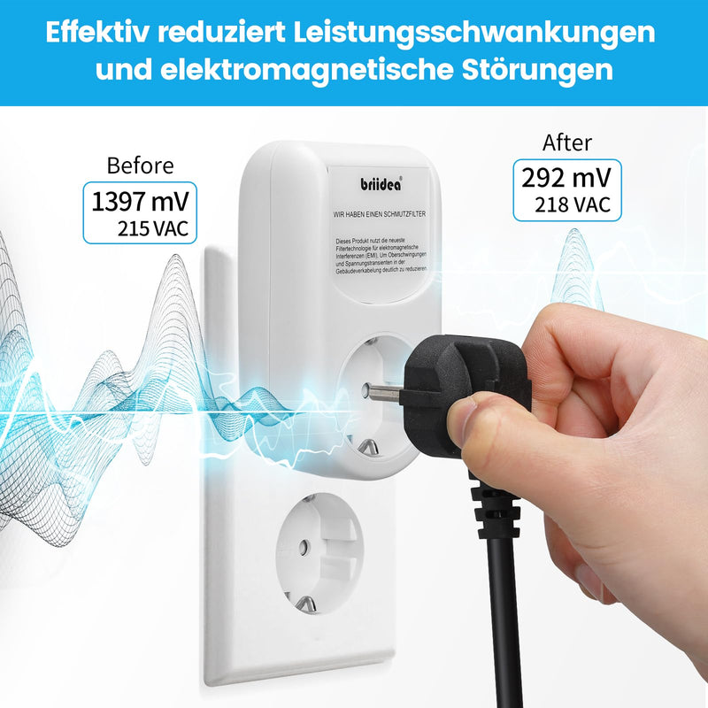 [AUSTRALIA] - briidea Mains Filter Adapter Plug, Universal Broadband Mains Filter, Healthy Environment & Longer Device Life through High Frequency Noise Filtration 