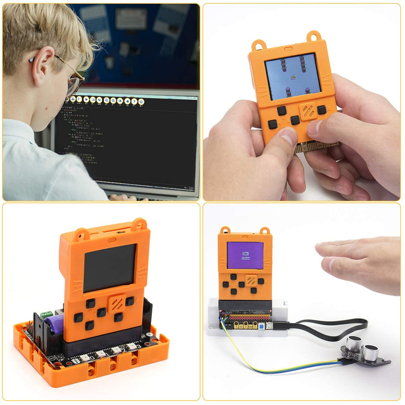 KittenBot Meowbit Card-Sized Retro Game Computer Codable Console w/ Battery | Compatible Micro:bit Expansion Board, Supports Microsoft Makecode Arcade & Python Video Game