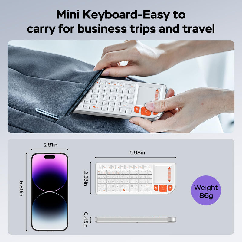 K809 Mini Keyboard with Touchpad, High-End Aluminum Alloy Frame,2.4G+BT | 1000mAh rechargeable battery,7-color backlight,ultra-thin and portable,for tv,android tv box,fire tv stick,htpc,frojector,pc