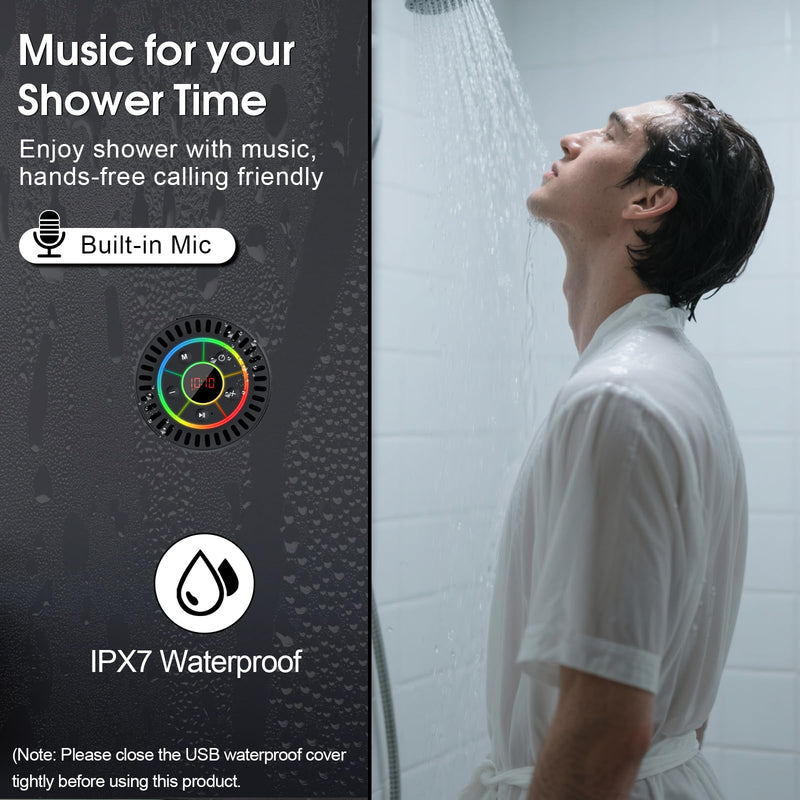[AUSTRALIA] - Bluetooth Speaker, Shower Speaker IPX7 Waterproof, Speakers Bluetooth Wireless with Rich Bass, Portable Speaker with LED Light, Suction Cup,8H Playtime 
