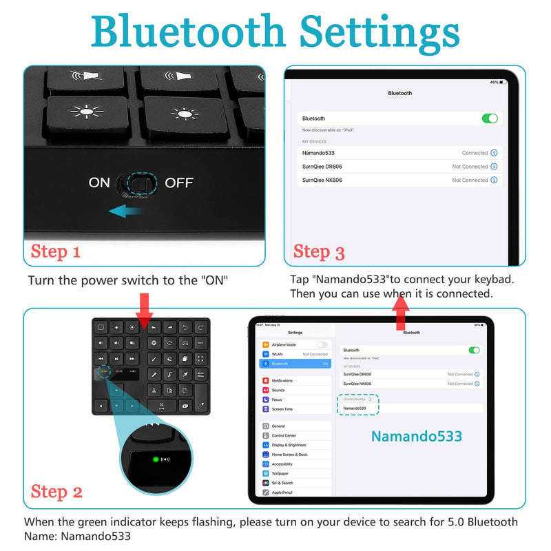 Keyboard for, Rechargeable Drawing Keyboard with 35 Shortcut Keys, One Handed Buetooth Keypad for Drawing Shortcuts, Graphic Tablets, Drawing Tablet, Laptop