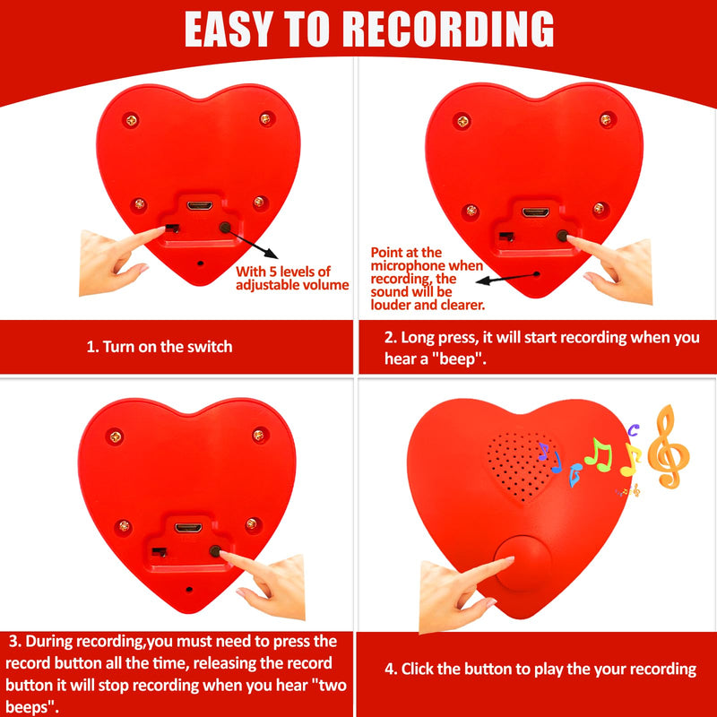 Voice Recorder,350s Voice Box for Recordable Gifts Button Sound Box for Stuffed Animals, Mother's day Valentine Christmas Plush Toy & Manual DIY Creative Sound Gifts for Boys, Girls (Red) XINR11-Only Record