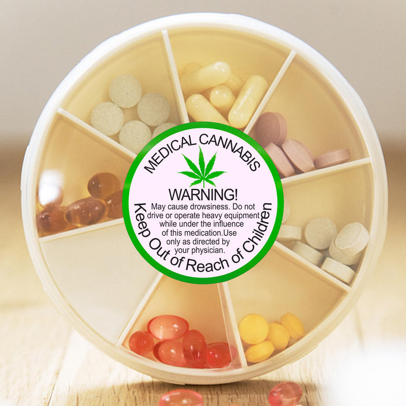Hylabelest 38mm General Medical Cannabis Warning Labels Keep Out of Reach of Children Round Stickers