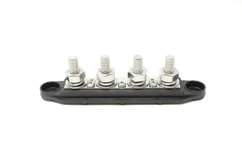 4 Post Power Distribution Block Bus Bar with Cover - Made in The USA - 250 Amp Rating - Marine, Automotive, and Solar Wiring (5/16" - Black) 5/16" - Black