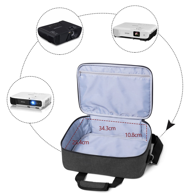 Luxja Projector Case, Projector Bag with Accessories Storage Pockets (Compatible with Most Major Projectors), Medium(13.75 x 10.5 x 4.5 Inches), Black