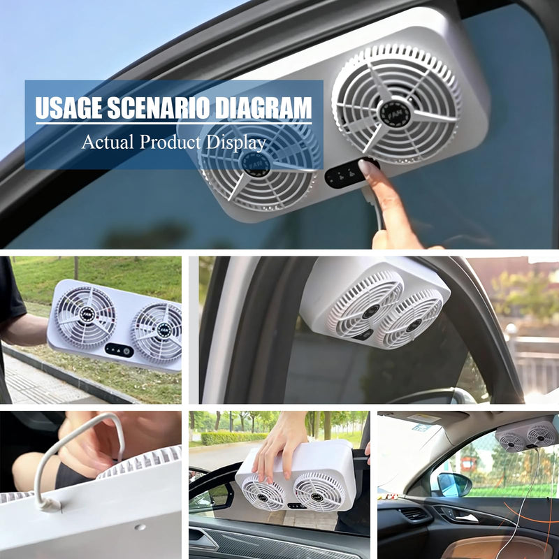 2.4v 5w Usb Charging Air Vent Exhaust Small Window Fan, 3 Levels Adjustable Window Fans with Exhaust Intake Install to Door Glass(equip Motor)
