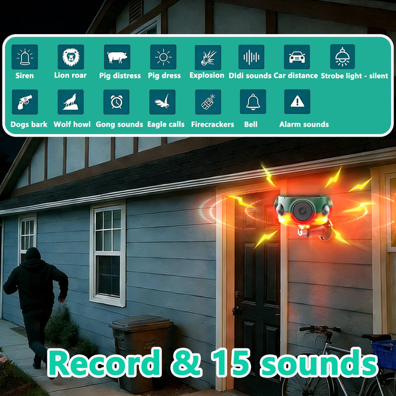 [AUSTRALIA] - Solar Outdoor Motion Sensor Alarm - 360° Detection & 3x120dB Speakers, 3 Sensors, Universal Mount & Ground Stake, IP65 Waterproof Security Alarm for Yard, Farm, Warehouse (1pack) 1pack 