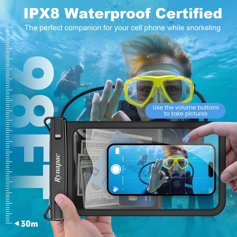 4 Pack Waterproof Phone Pouch, 10in Large Waterproof Phone Pouch 2Pack + 8.5in 2Pack Floating Waterproof Phone Case with Lanyard for iPhone 16 15 Pro Max, Galaxy S24 S23 Ultra, Cruise Ship Essentials