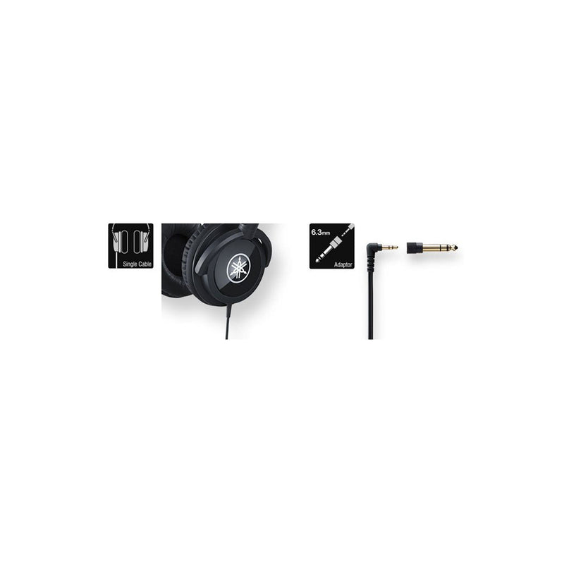Yamaha HPH-100 Headphones, Quality Sound and deep bass, Over The Ear, Wired Musicians Headphones, in Black Single