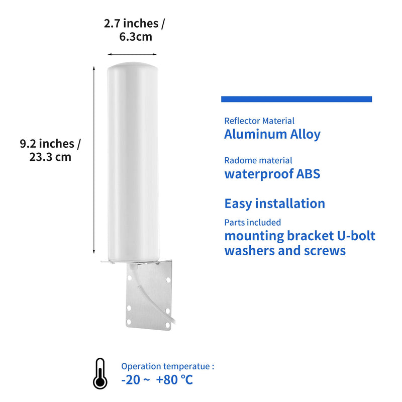 [AUSTRALIA] - High Gain 10-12dBi Dual SMA Male 698-2700 MHz 3G/4G LTE Omni-Directional Outdoor Pole/Wall Mount Antenna for Mobile Cell Phone Cellular 4G LTE Router Modem Gateway 