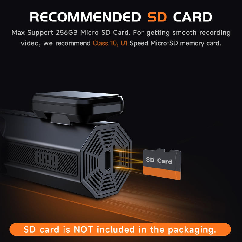 Dash Cam, 2.5K Dash Cam Front, VEEMENT Dash Camera for Cars, 1440P Car Dash Camera with APP, WiFi Dash Cams with WDR Night Vision, 24/7 Parking Monitor Dashcam, 160°Wide, G-Sensor, Mini Car Camera Black